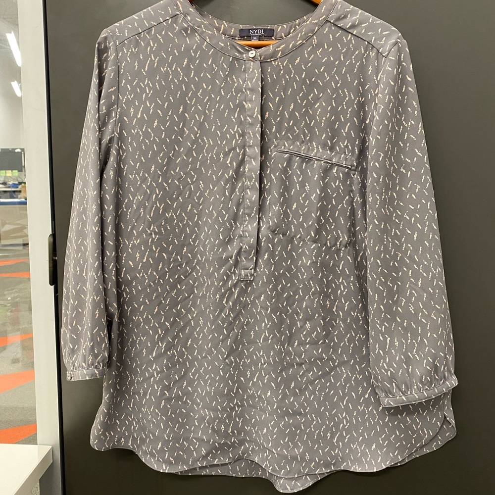 Grey XL NYDJ Tunic Blouse 3/4 sleeve